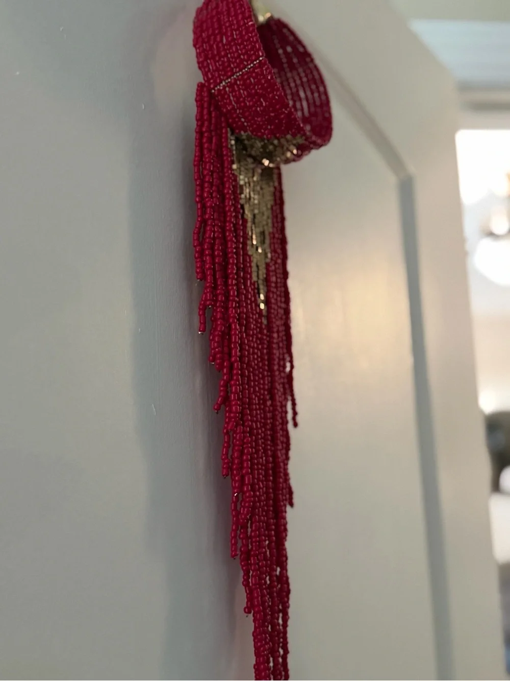 Beautiful Handmade Pink Beaded Fringe Statement Necklace - Designer Style
